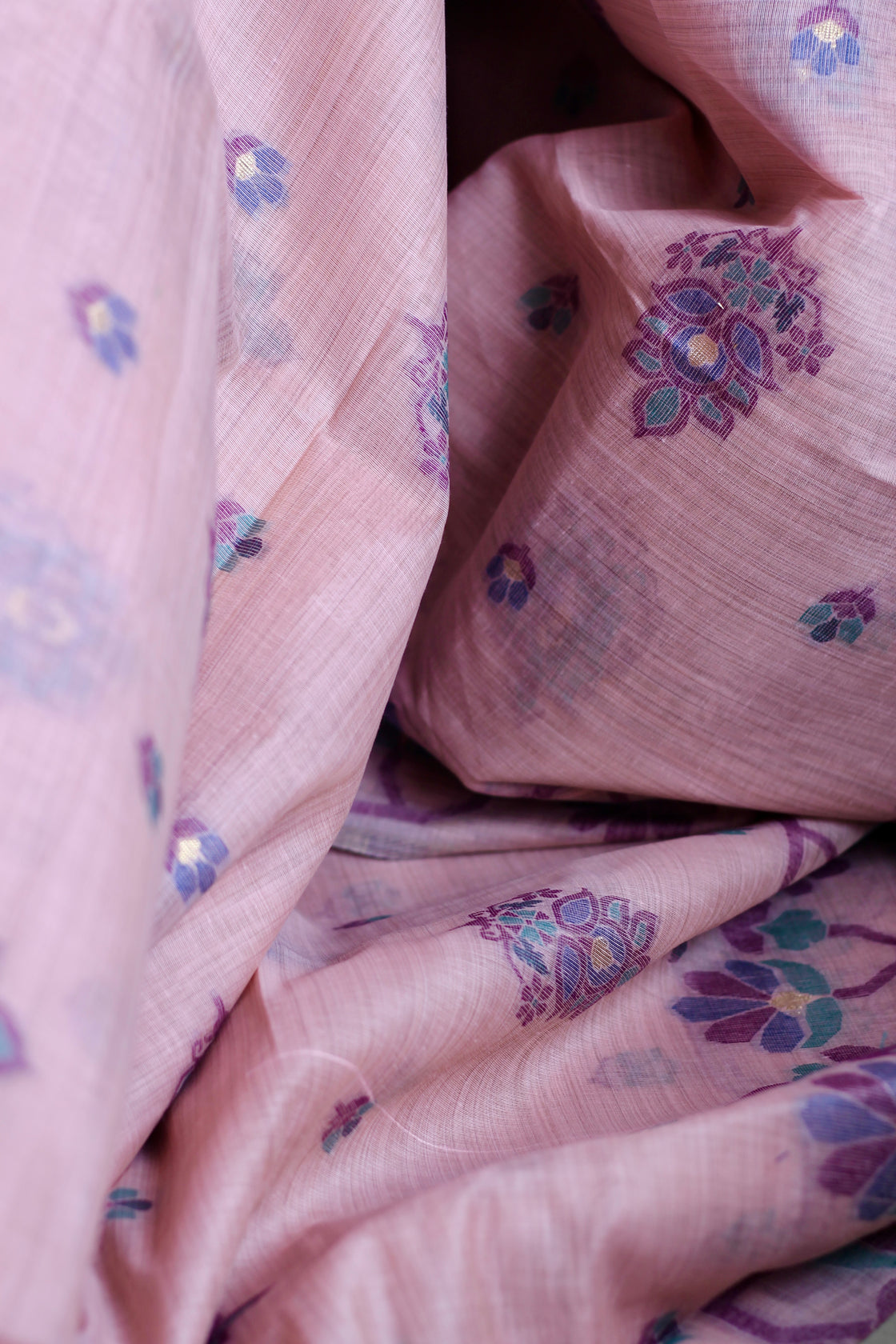 Purple chanderi cotton jamdani saree