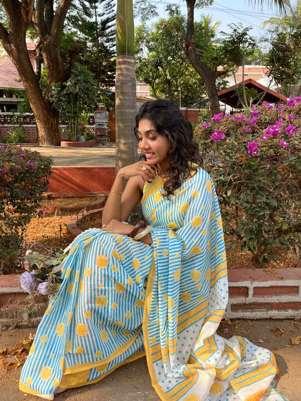 Summer lime cotton saree