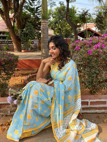 Summer lime cotton saree
