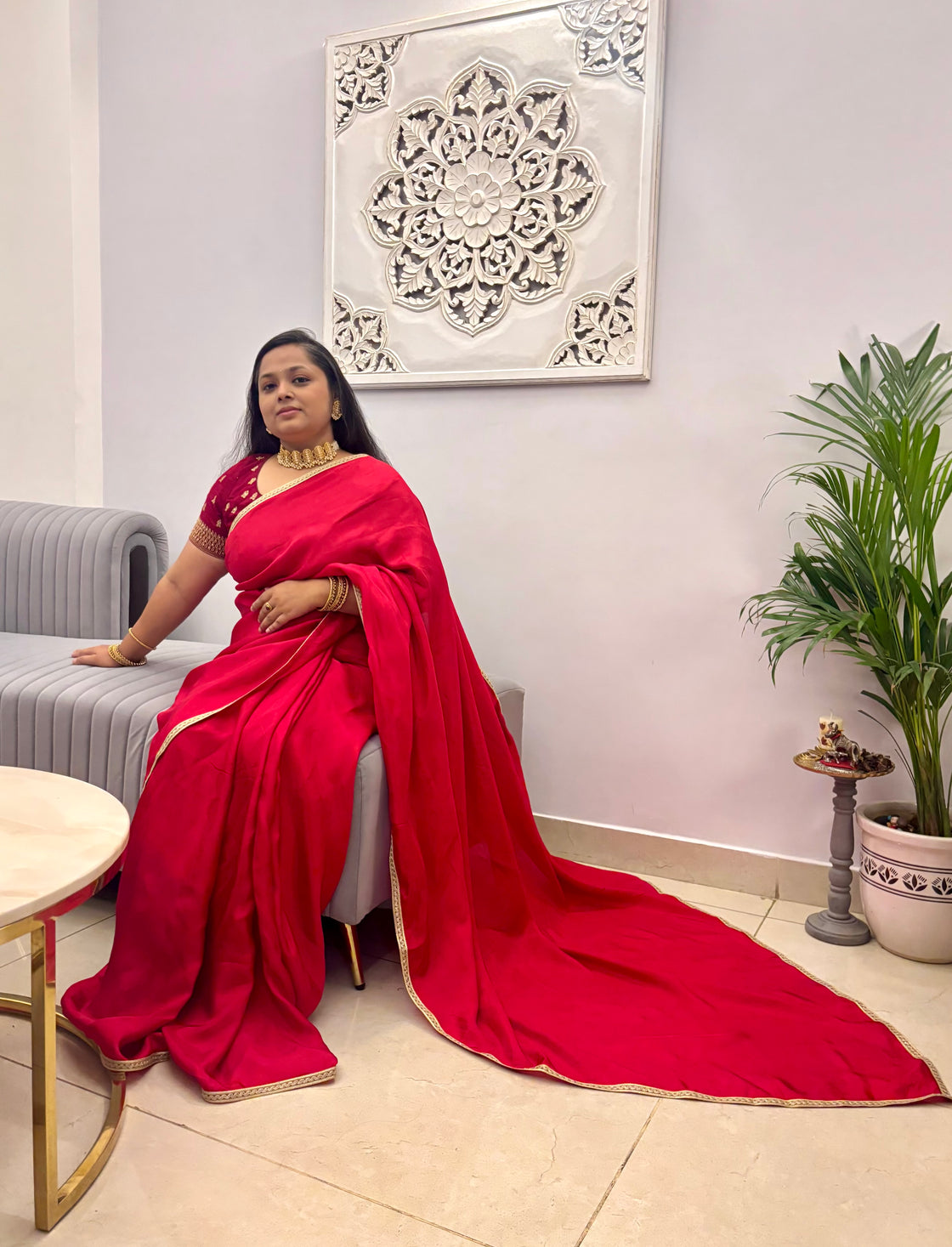 Red silk saree