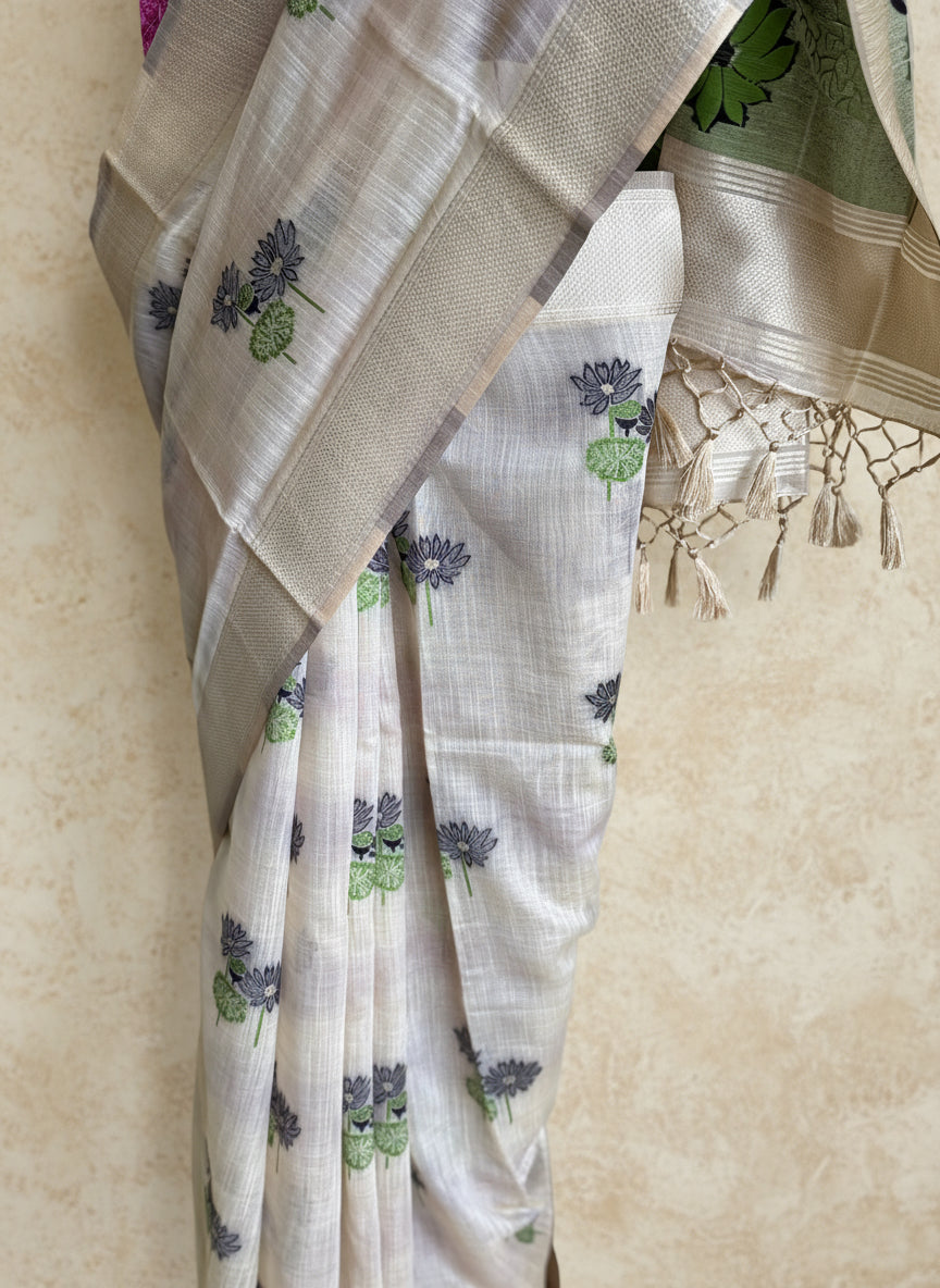 Black lotus chanderi cotton saree