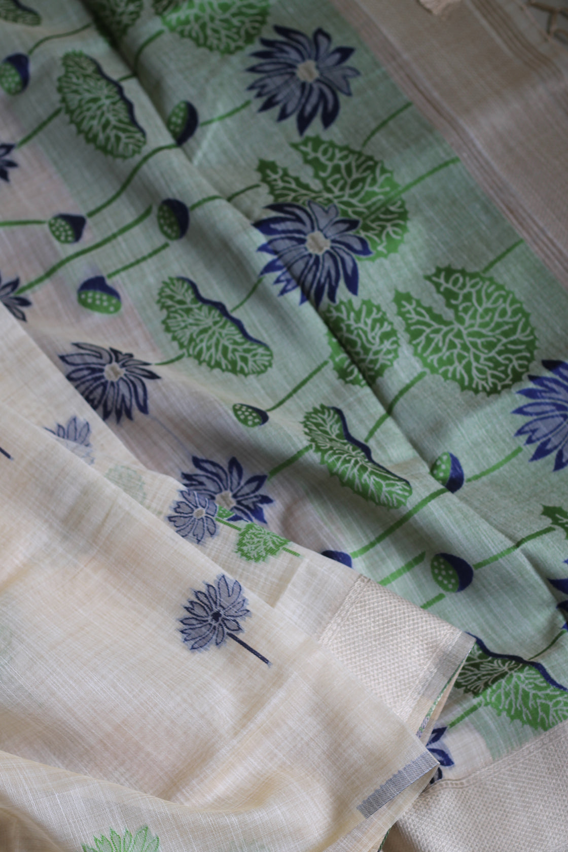 Blue lotus chanderi cotton saree
