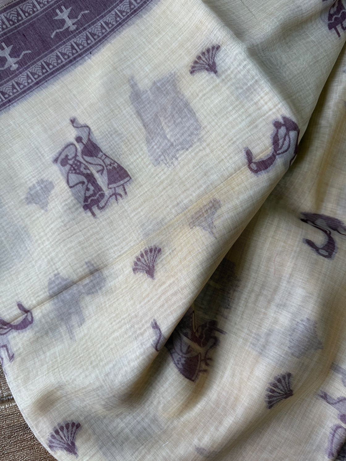Purple varli chanderi cotton saree
