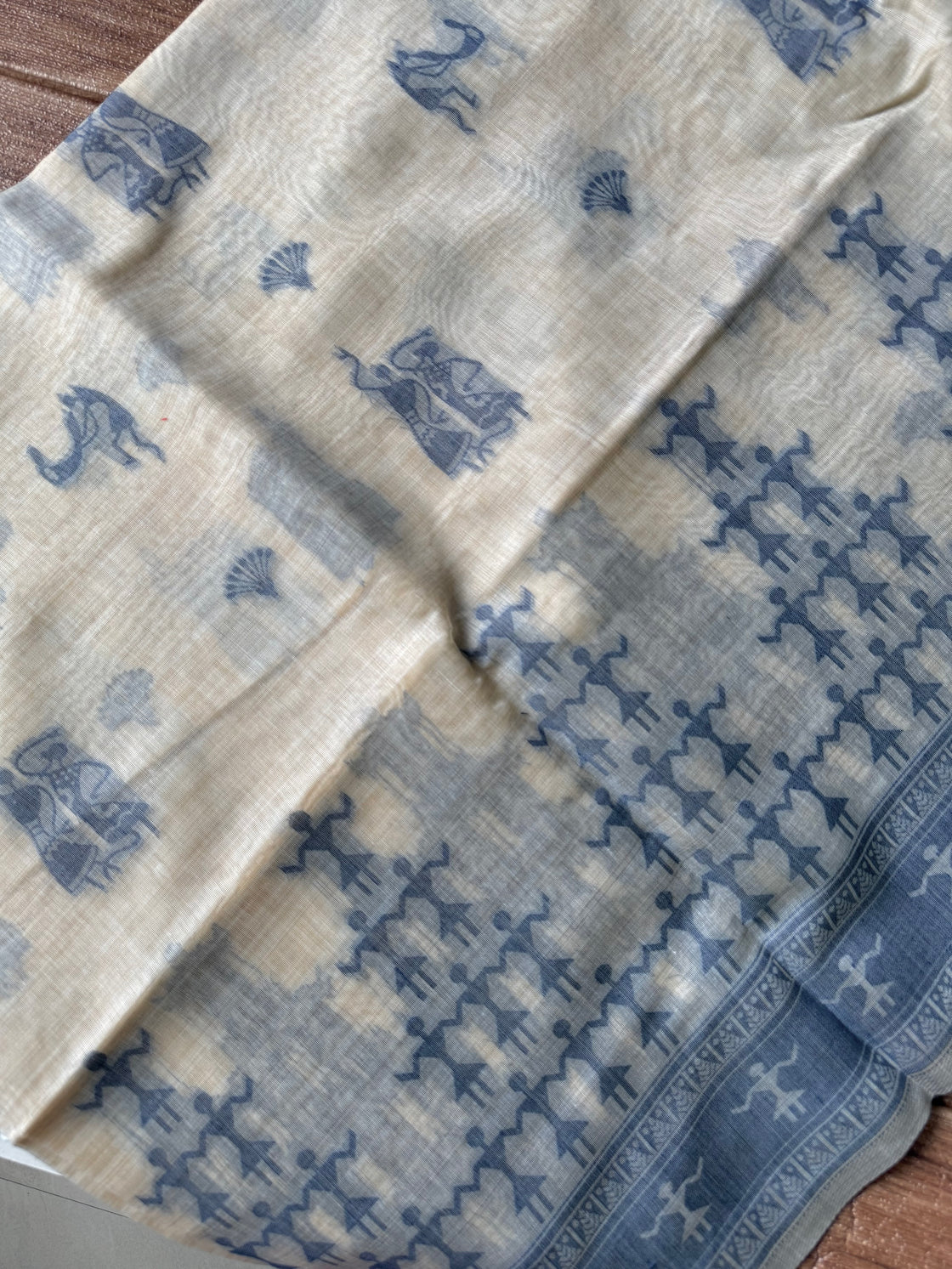 Blue varli chanderi cotton saree