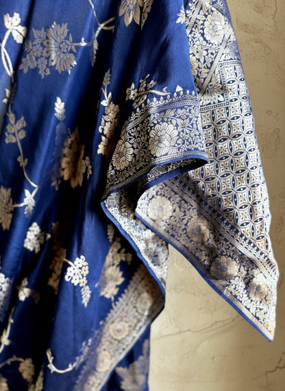 Blue silk banarasi saree