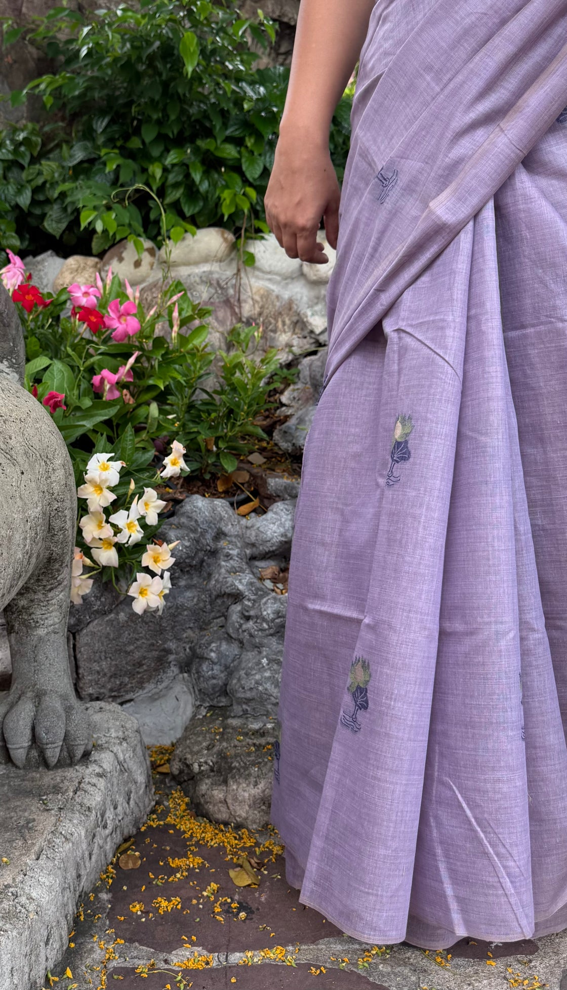 Purple chanderi cotton lotus saree
