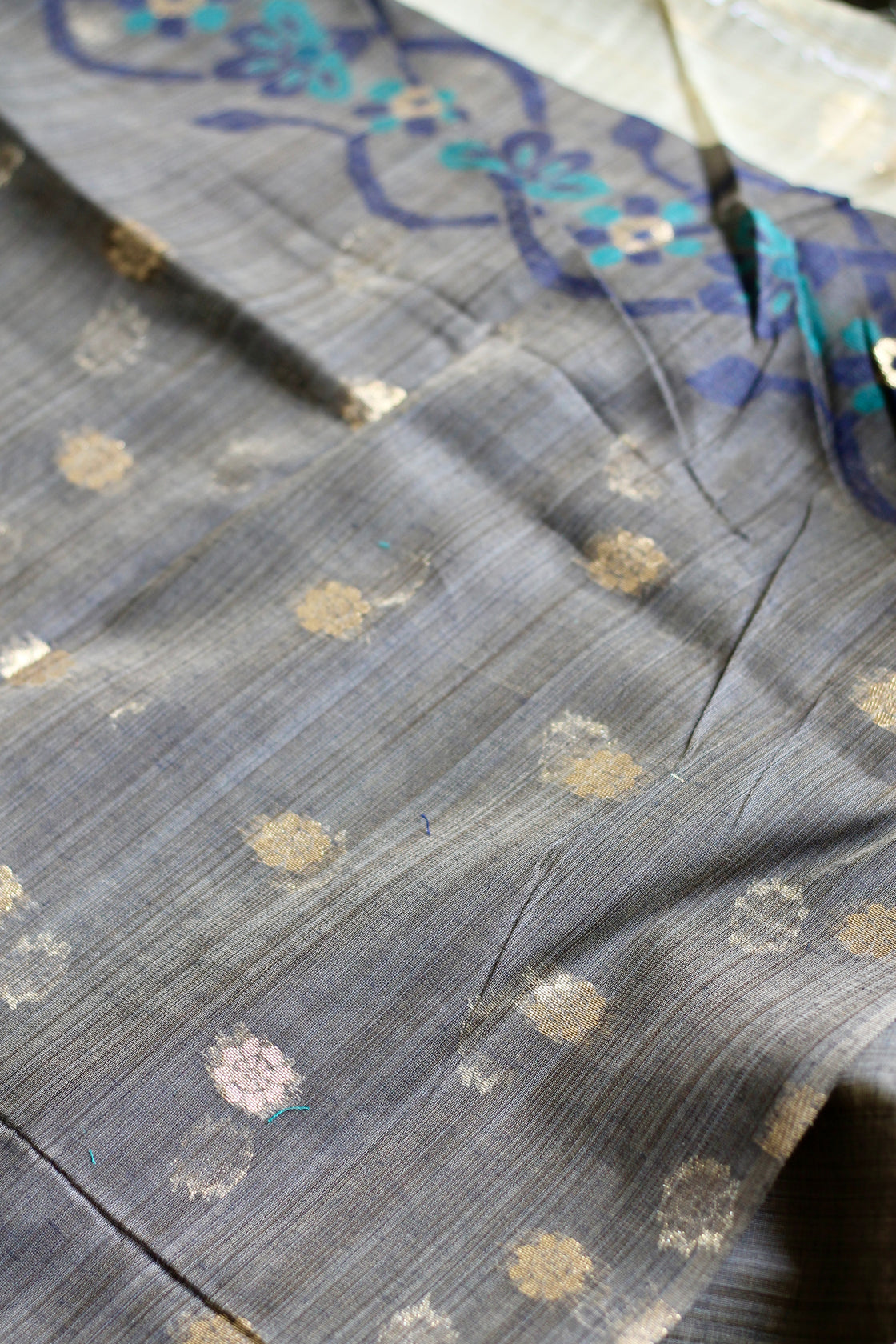 Cream chanderi cotton jamdani saree