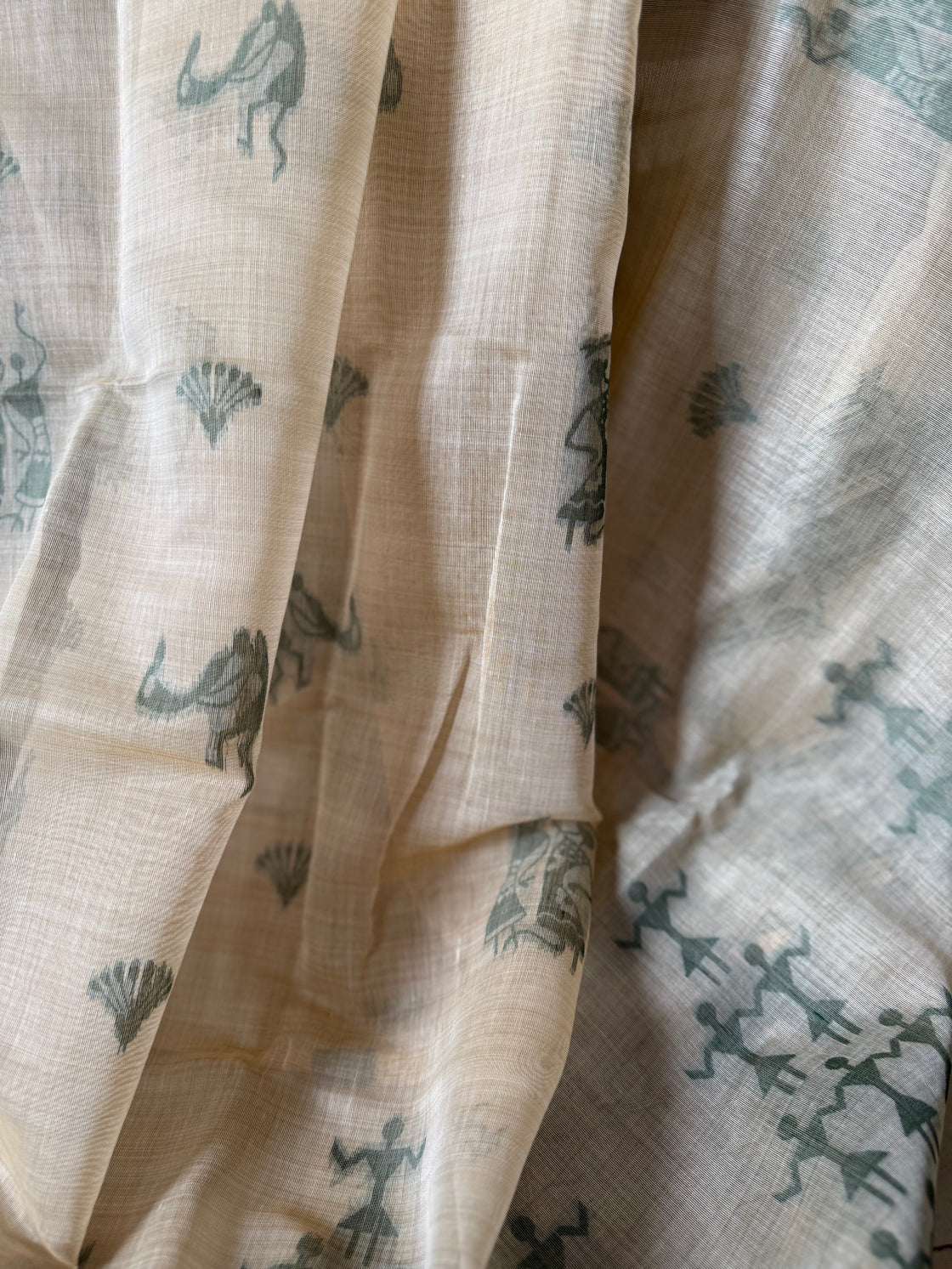 Green varli chanderi cotton saree