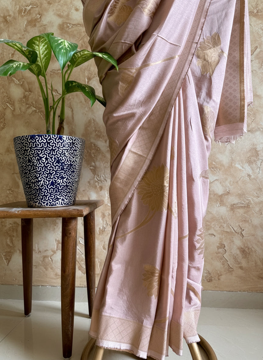 Pink silk Banarasi saree