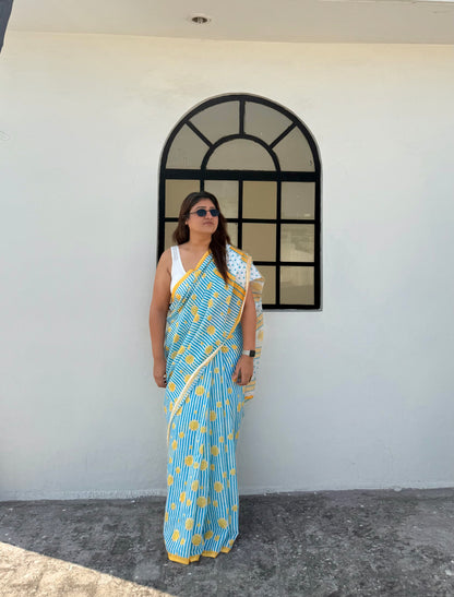 Summer lime cotton saree