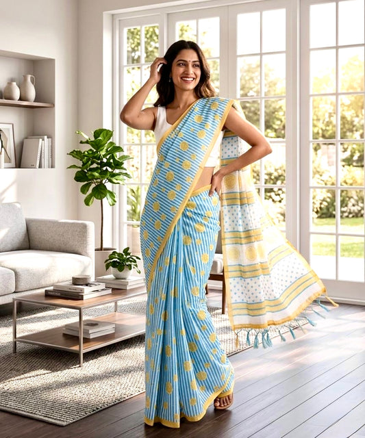 Summer lime cotton saree