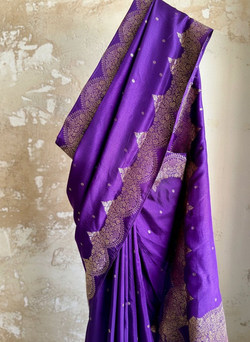 Purple silk banarasi saree