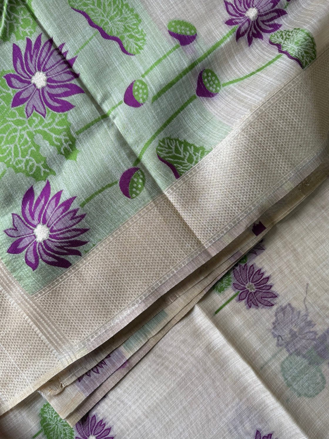 Purple lotus chanderi cotton saree