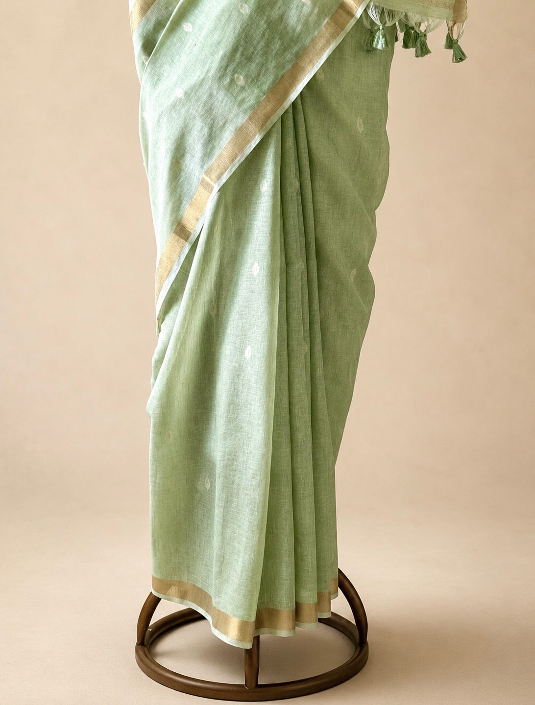 Summer green cotton saree