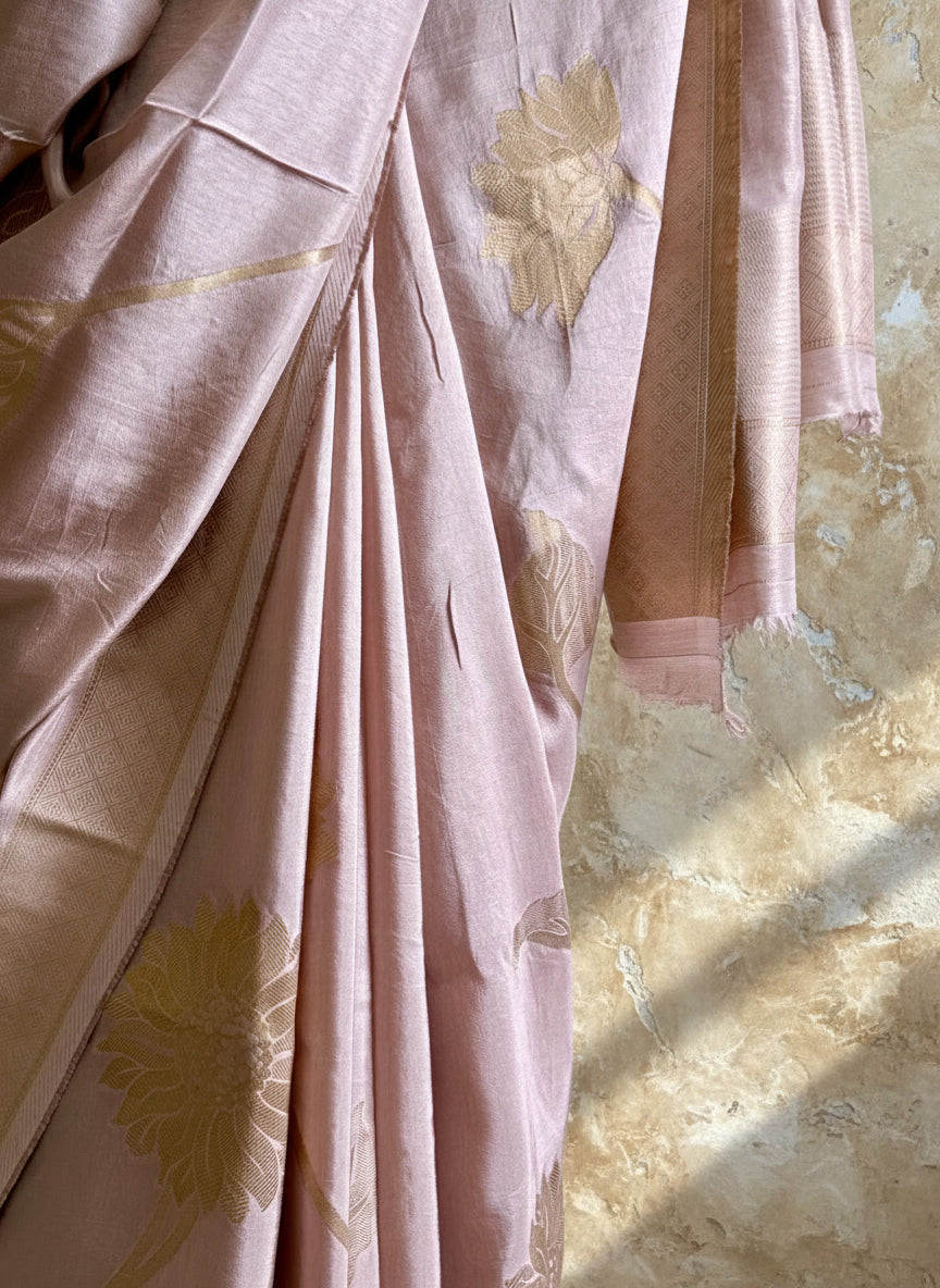 Pink silk Banarasi saree