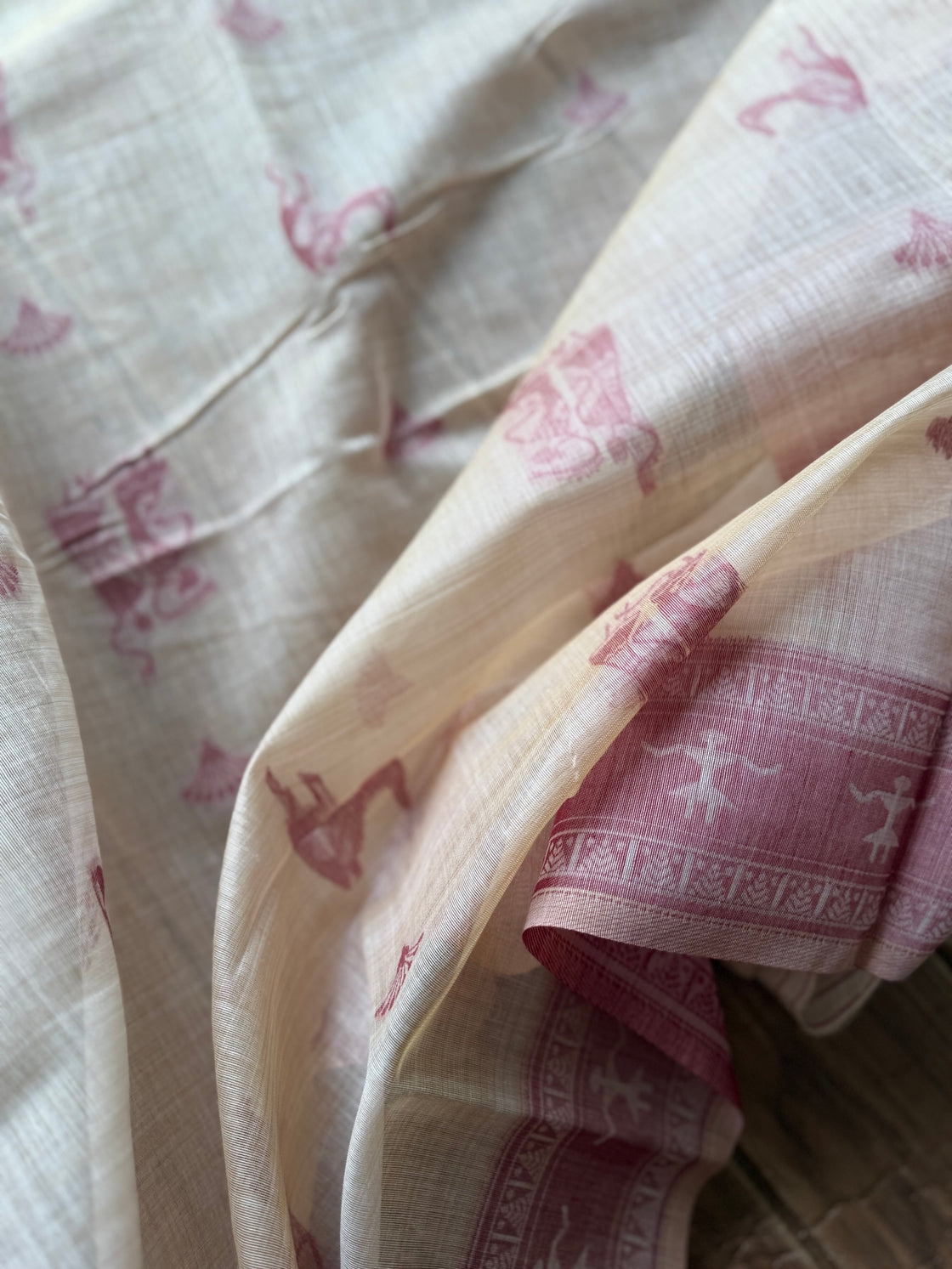 Red varli chanderi cotton saree