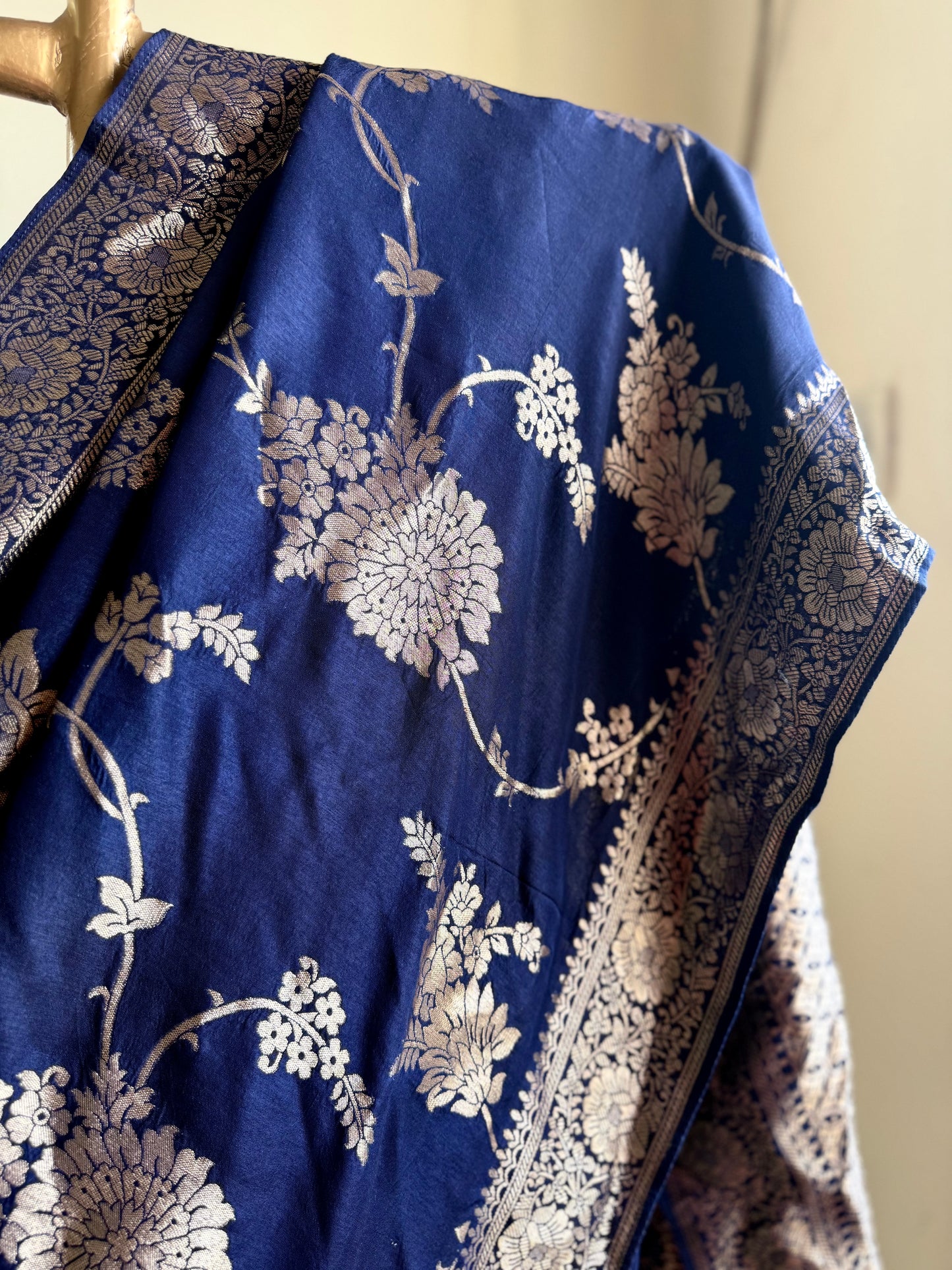 Blue silk banarasi saree