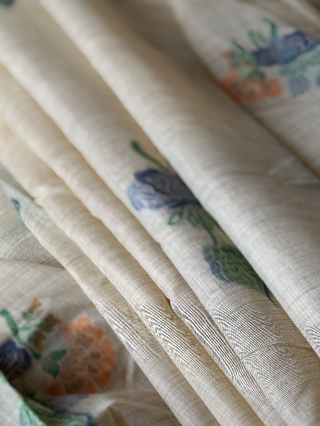Beige chanderi cotton jamdani saree