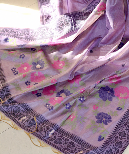 Purple chanderi jamdani saree