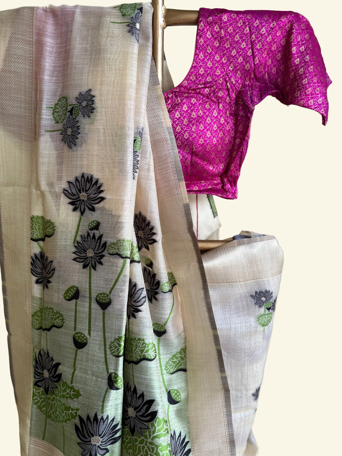 Black lotus chanderi cotton saree