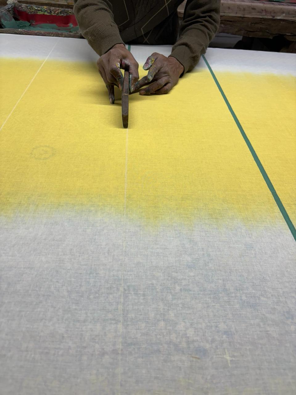 Yellow summer vibes block printed mulmul saree