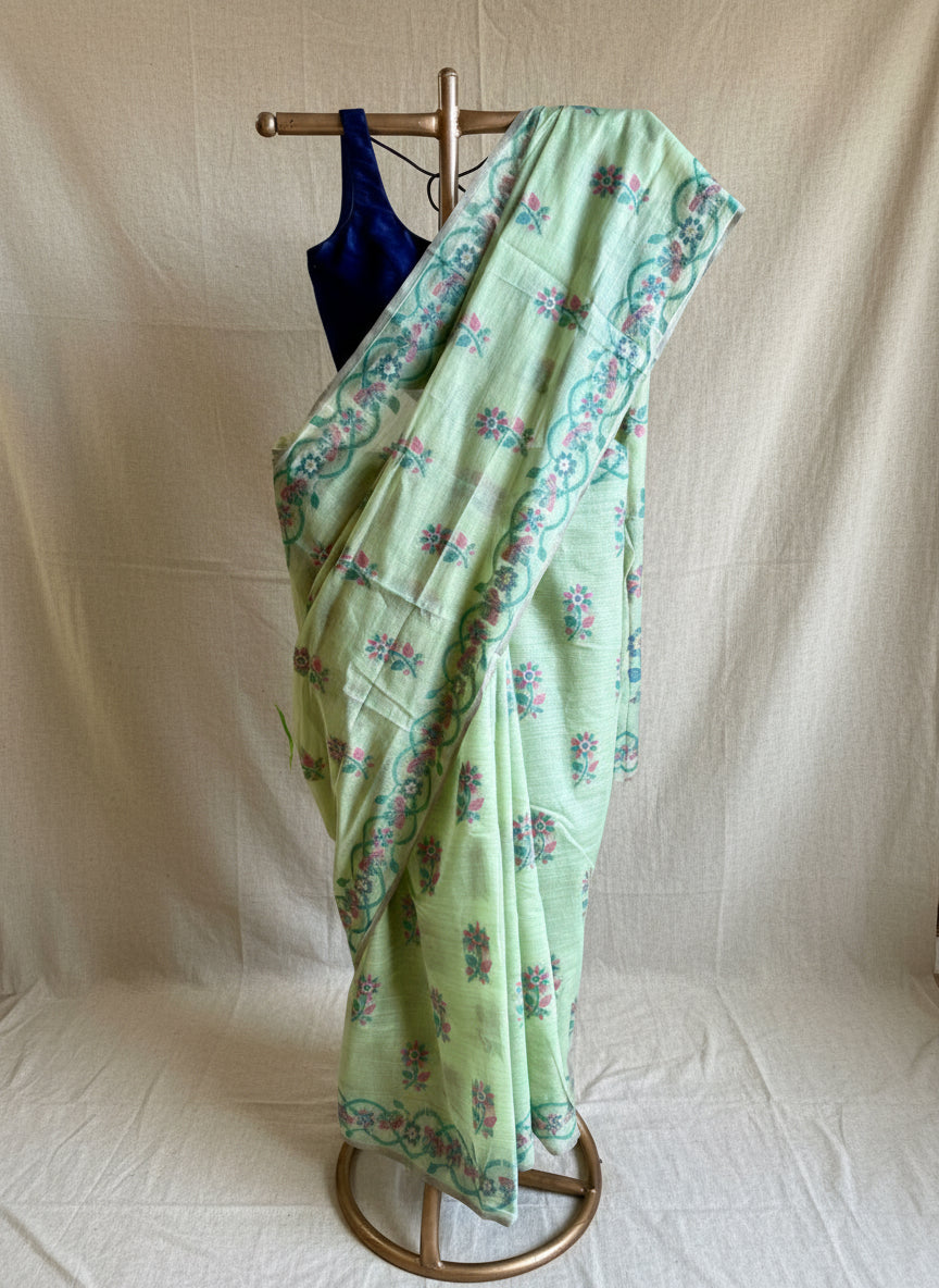 Sage green jamdani saree