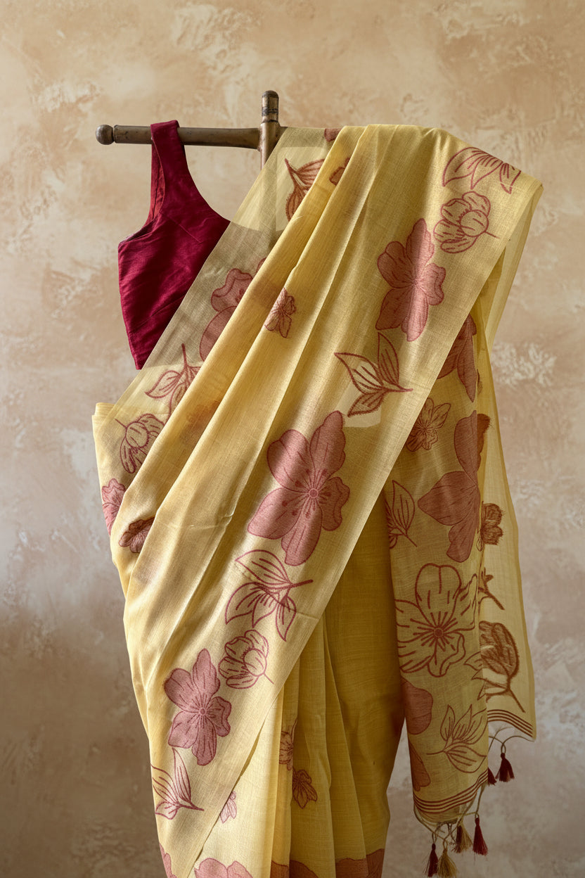 Sunny summer chanderi cotton saree