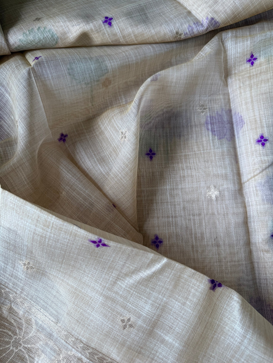 Happy purple lotus chanderi cotton saree
