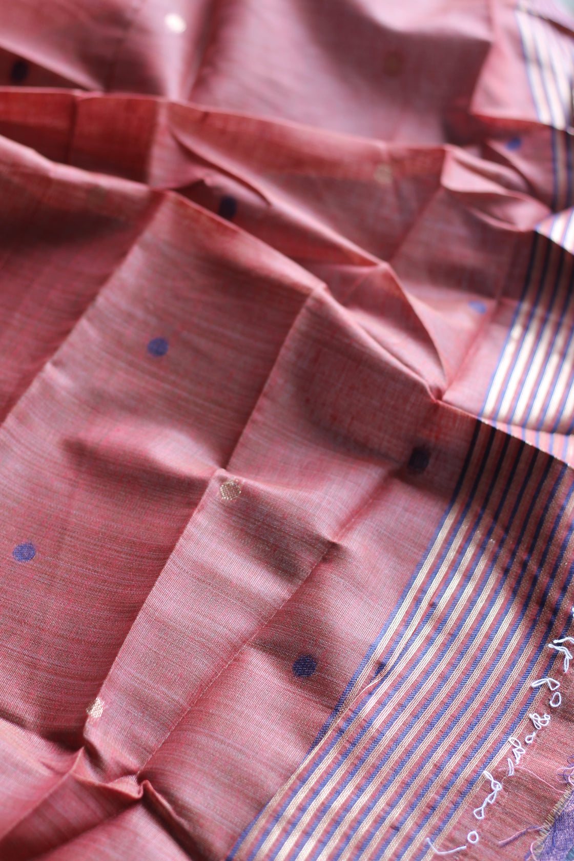 Peach chanderi cotton lotus saree