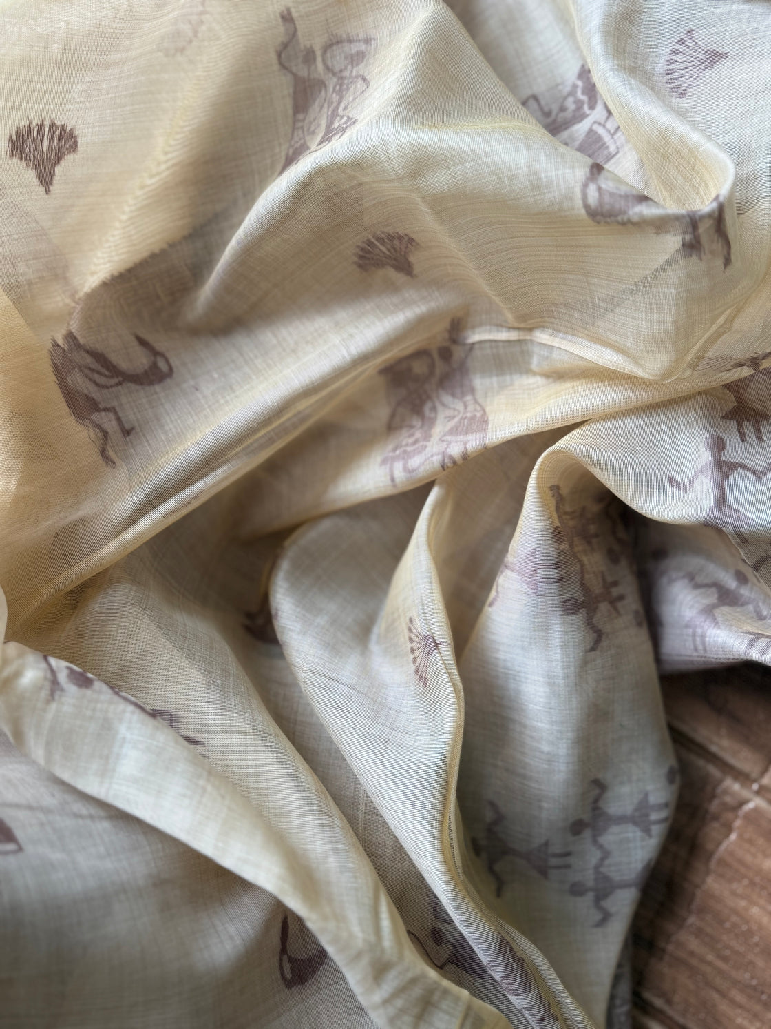 Brown varli chanderi cotton saree
