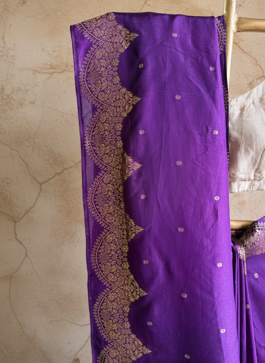 Purple silk banarasi saree