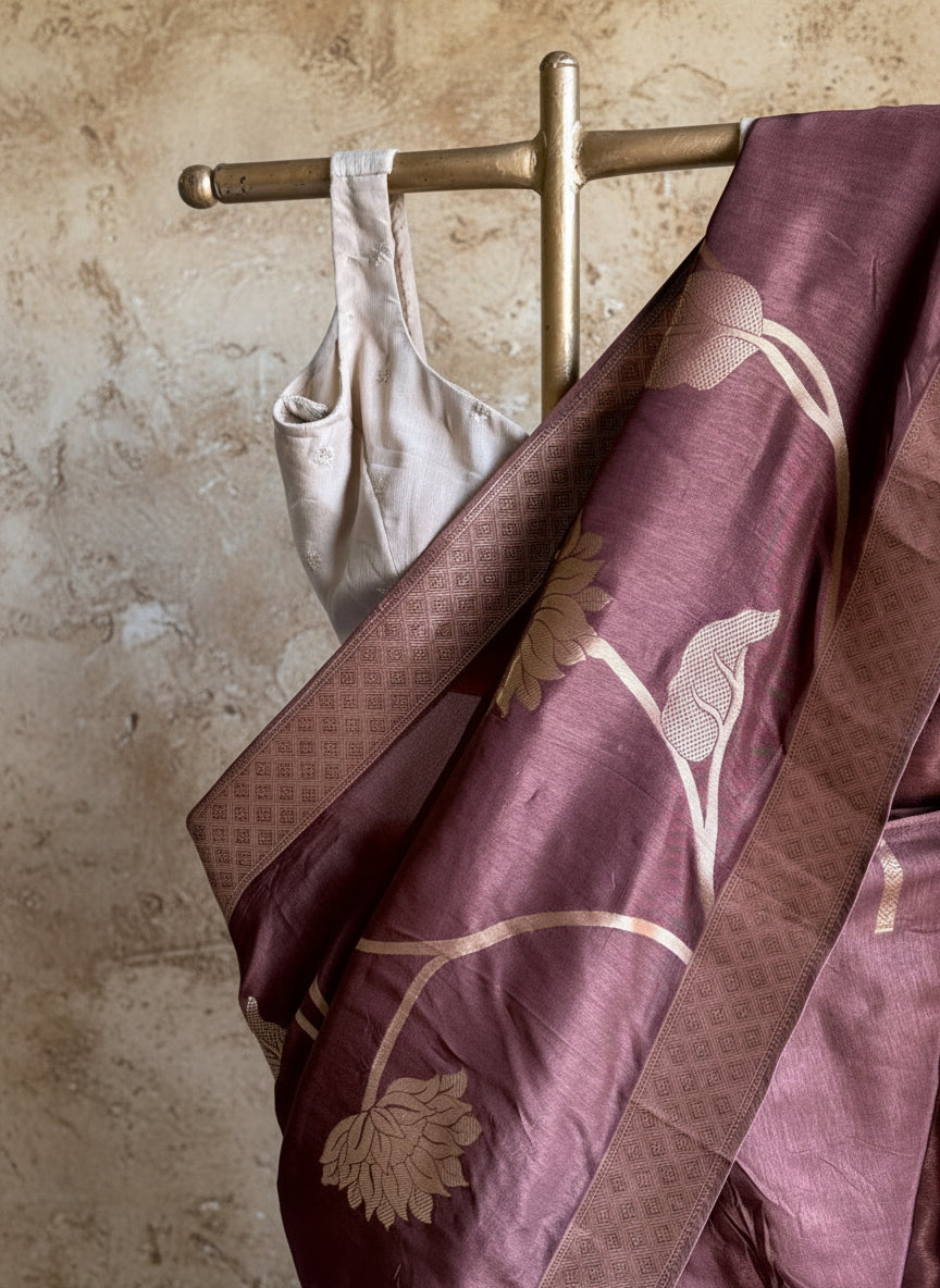 Brown silk banarasi saree