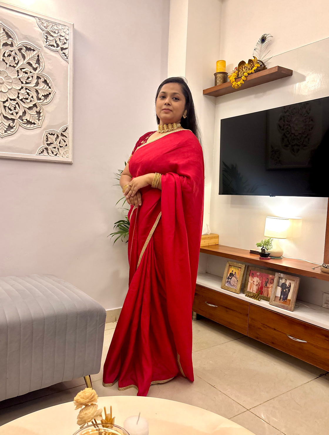 Red silk saree