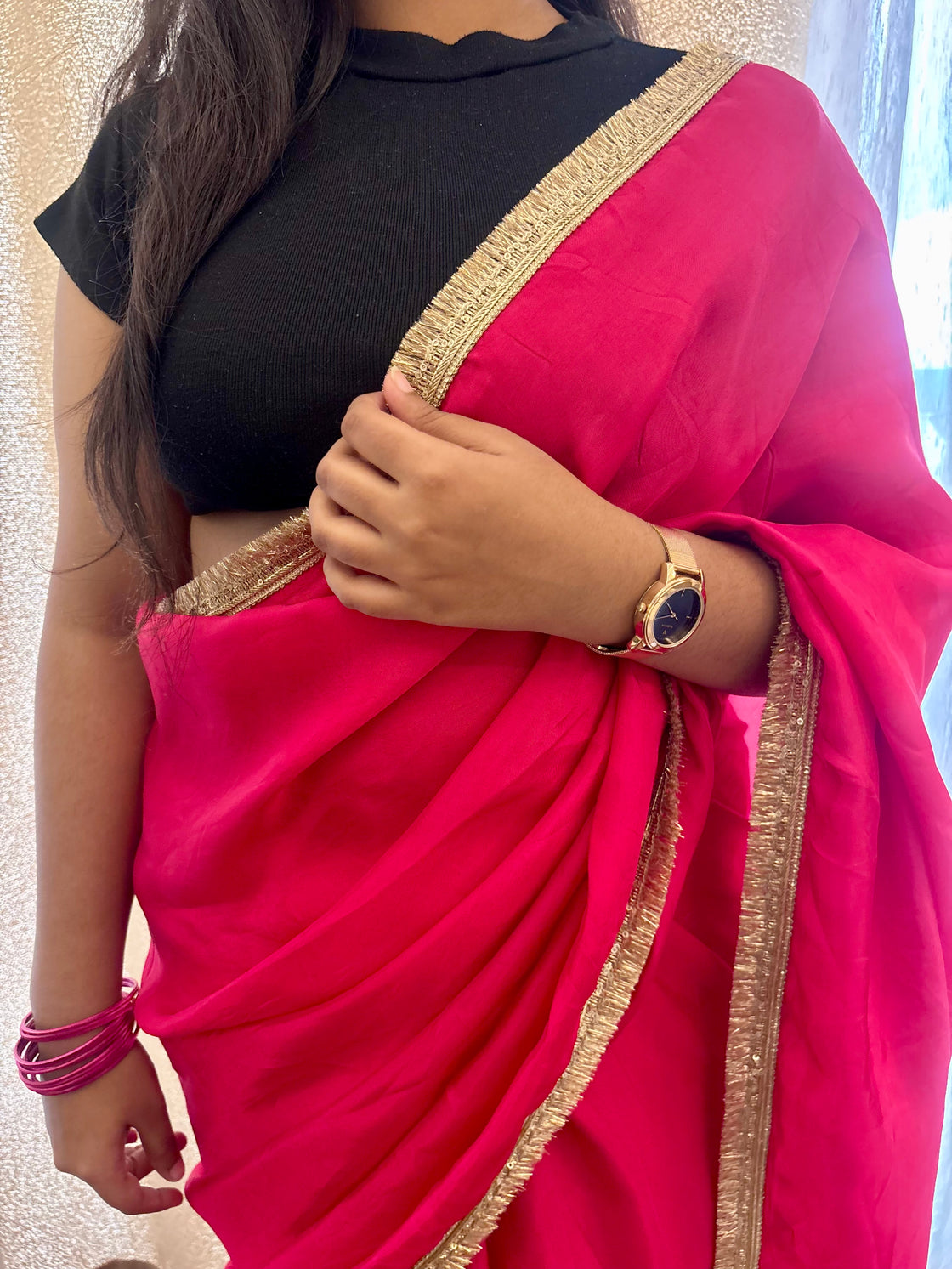 Pink Silk saree