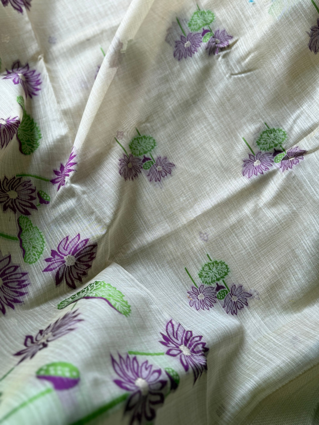 Purple lotus chanderi cotton saree