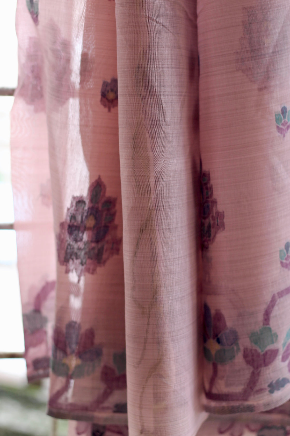 Purple chanderi cotton jamdani saree