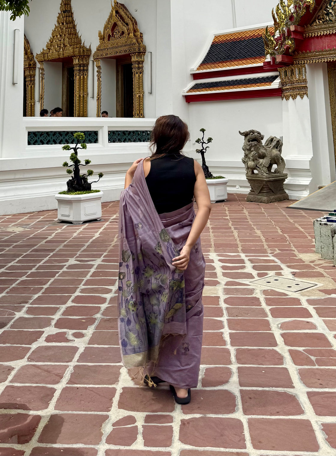 Purple chanderi cotton lotus saree