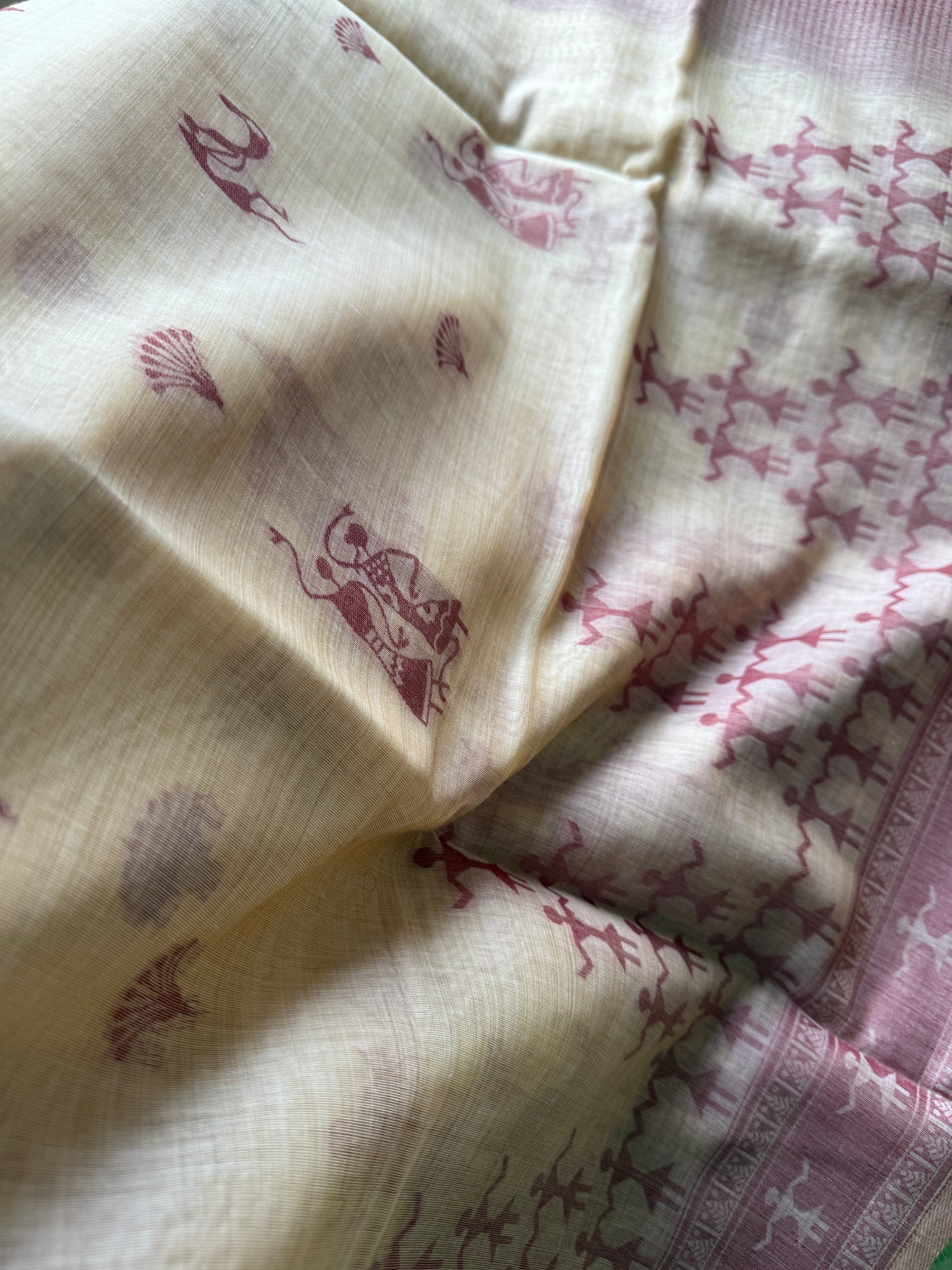 Red varli chanderi cotton saree