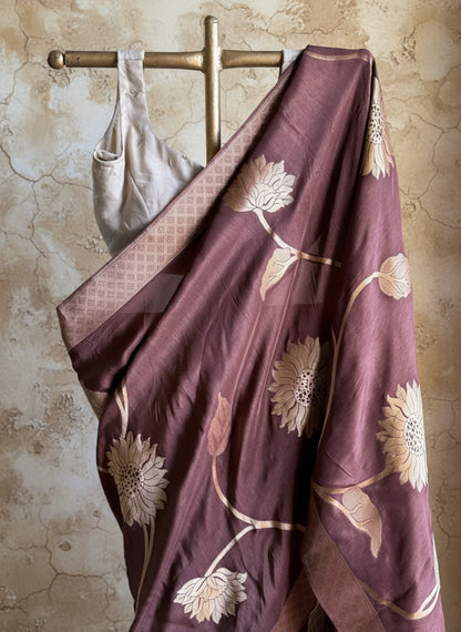 Brown silk banarasi saree