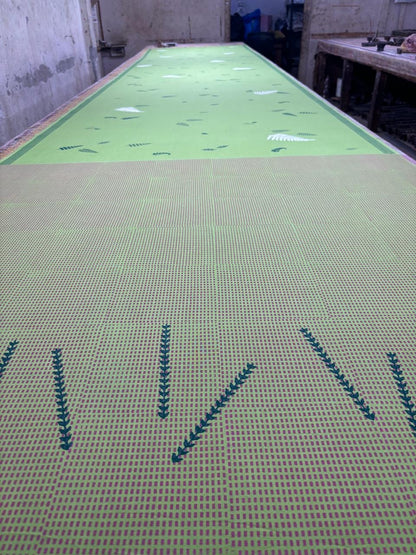 Green summer breeze block printed mulmul saree