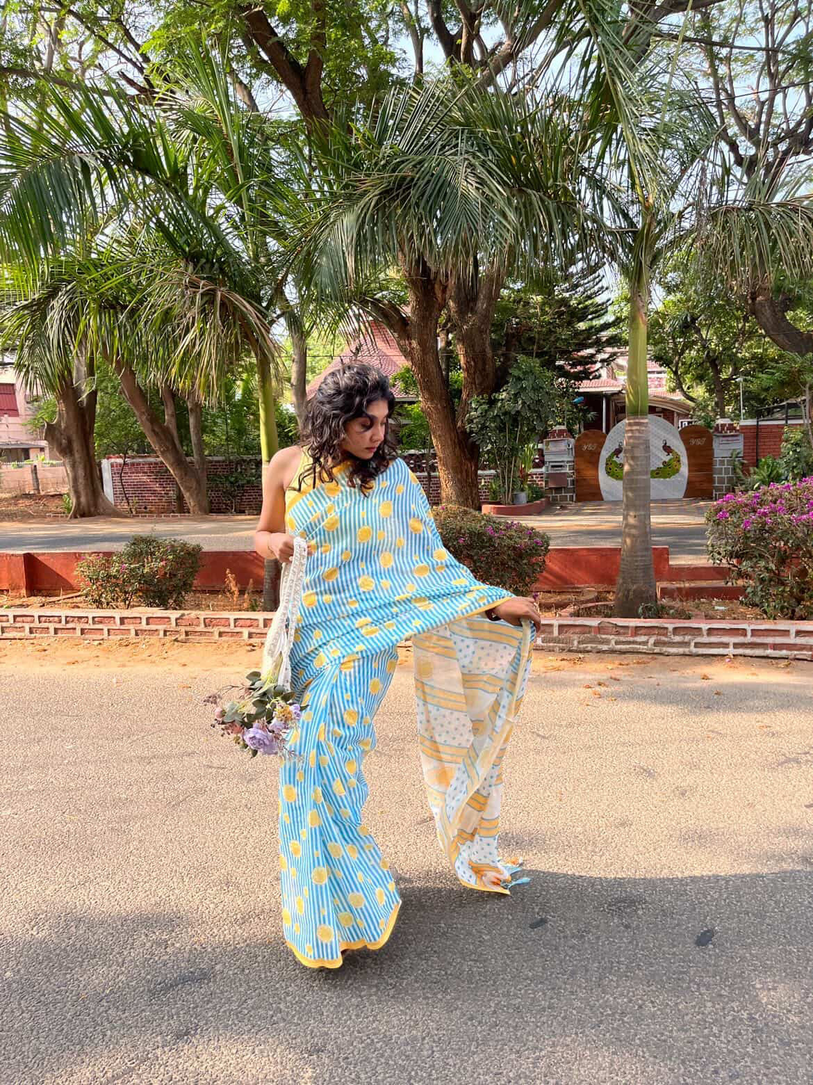 Summer lime cotton saree