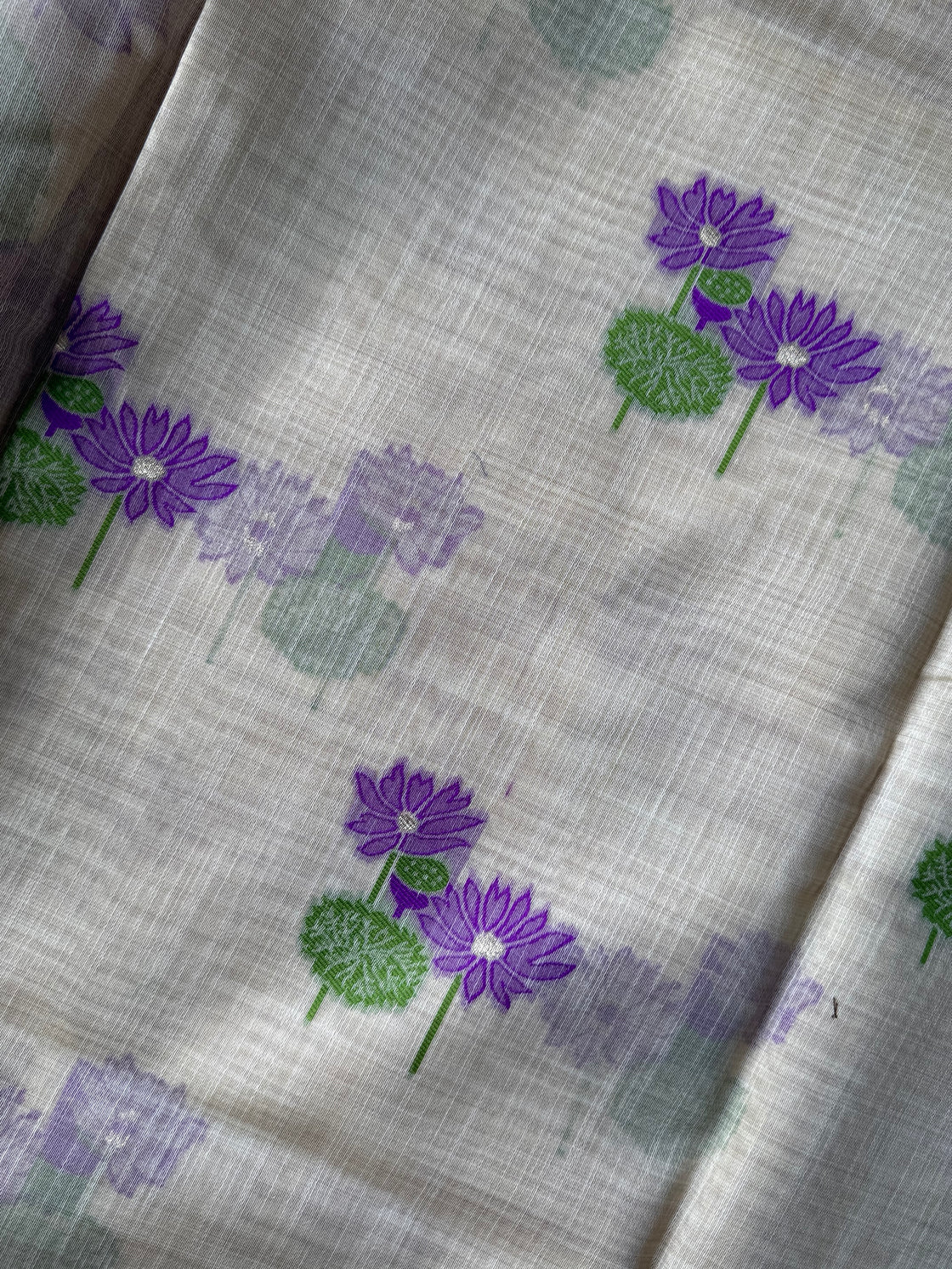 Happy purple lotus chanderi cotton saree