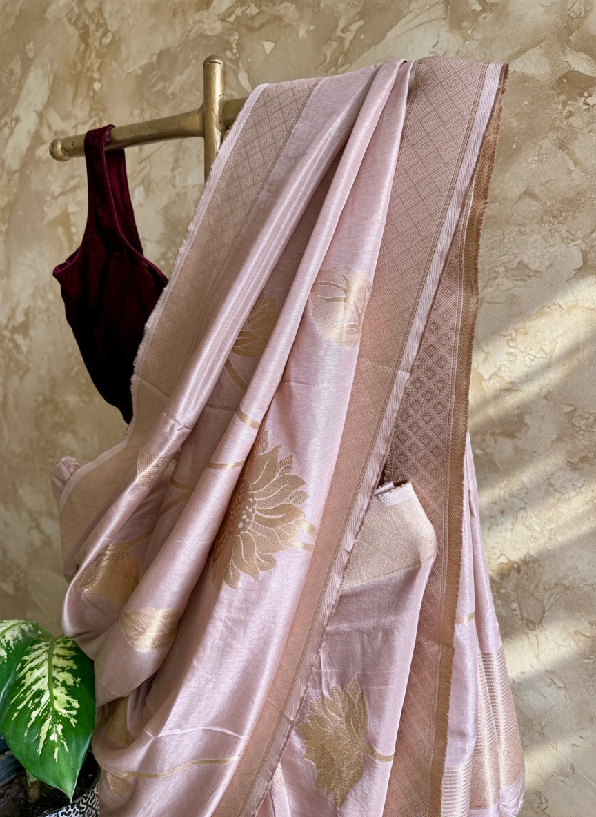 Pink silk Banarasi saree