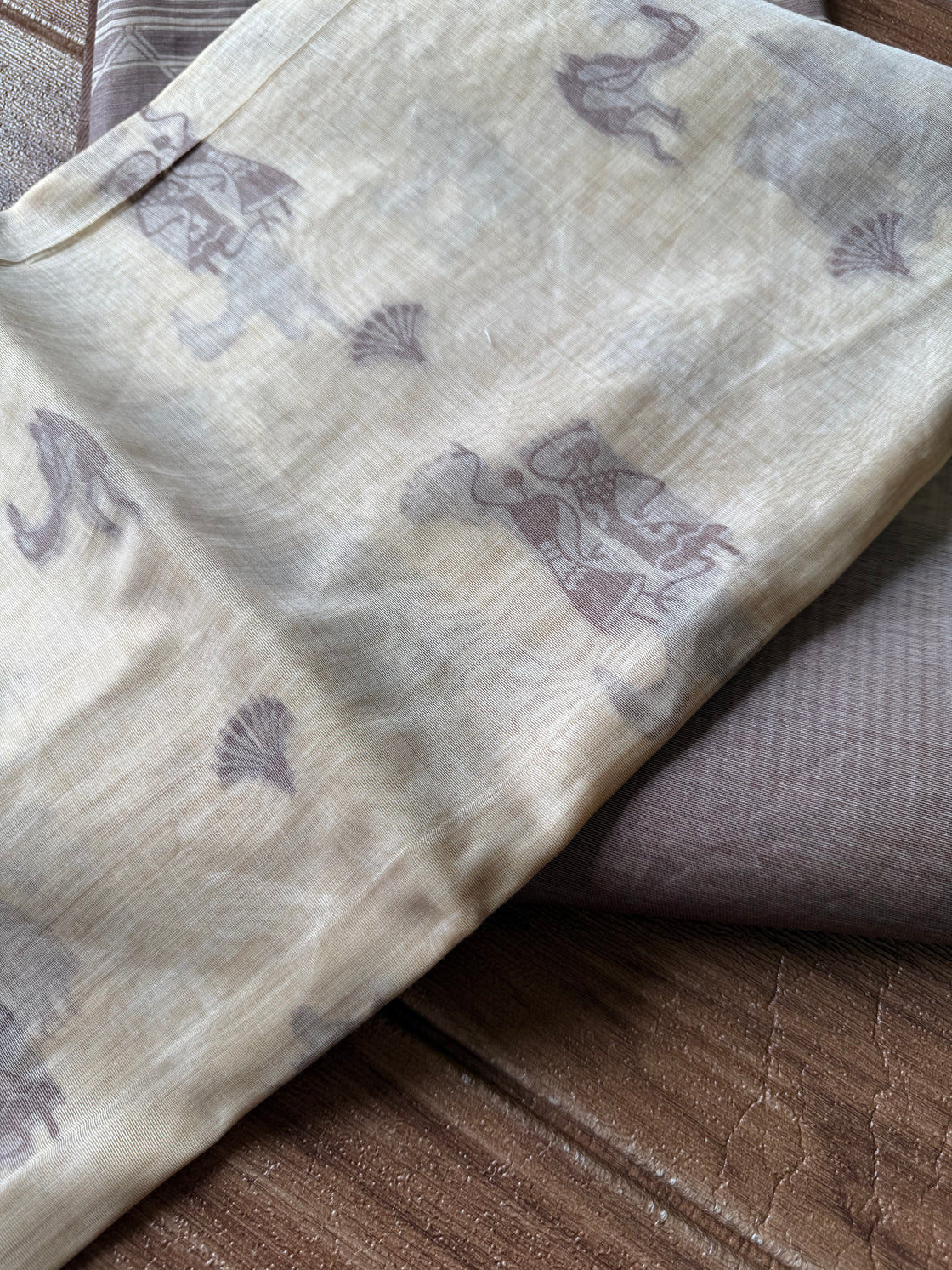Brown varli chanderi cotton saree