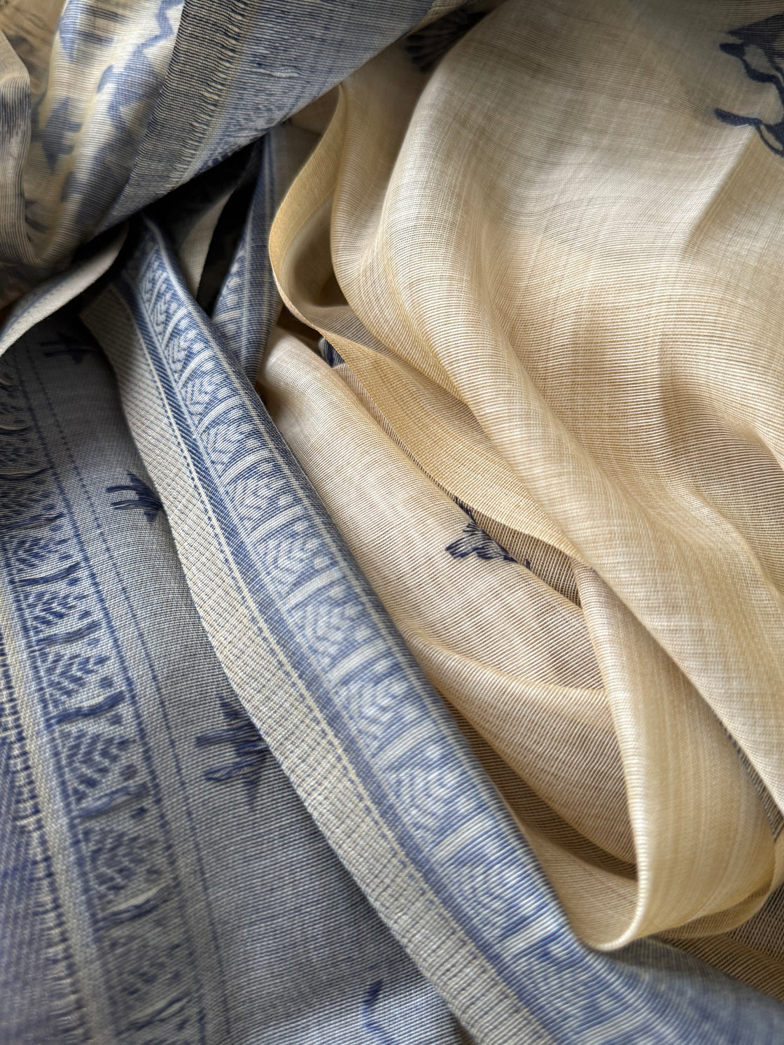 Blue varli chanderi cotton saree
