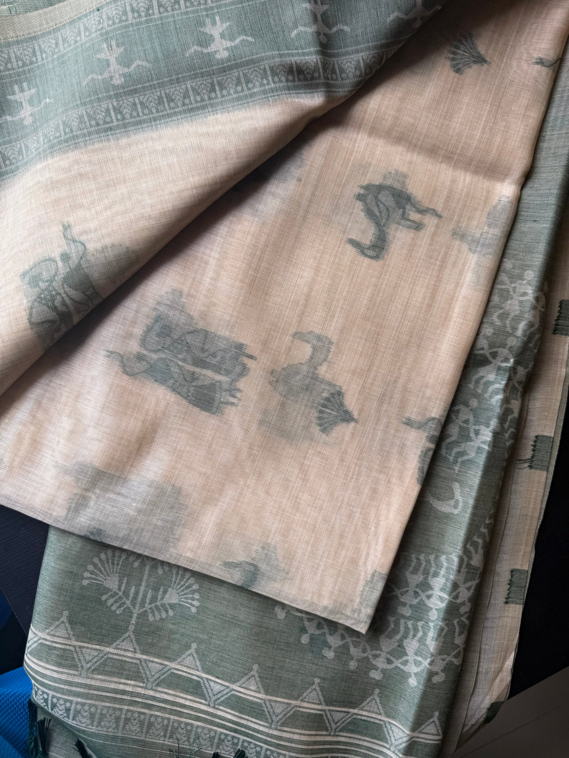 Green varli chanderi cotton saree