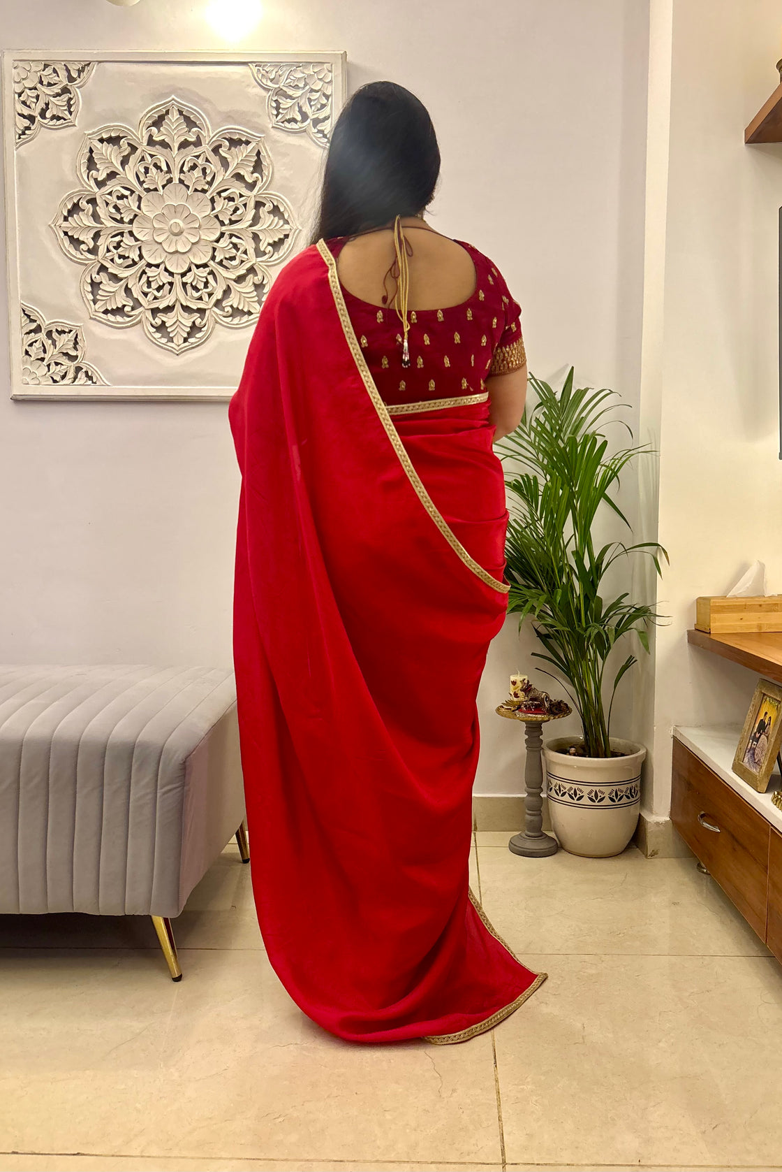 Red silk saree