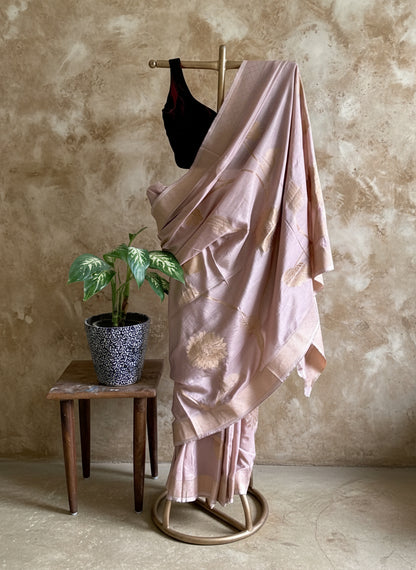 Pink silk Banarasi saree