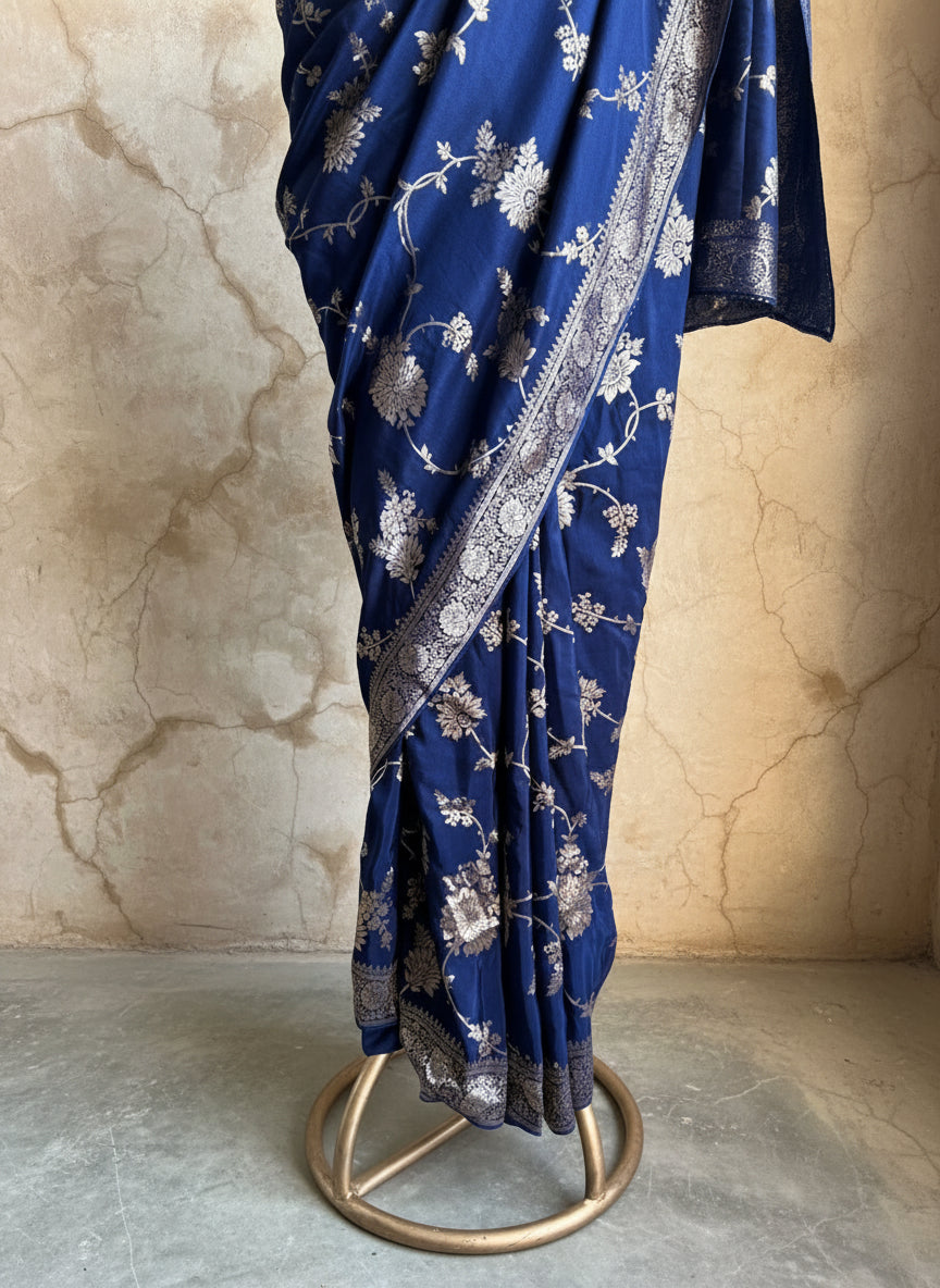 Blue silk banarasi saree