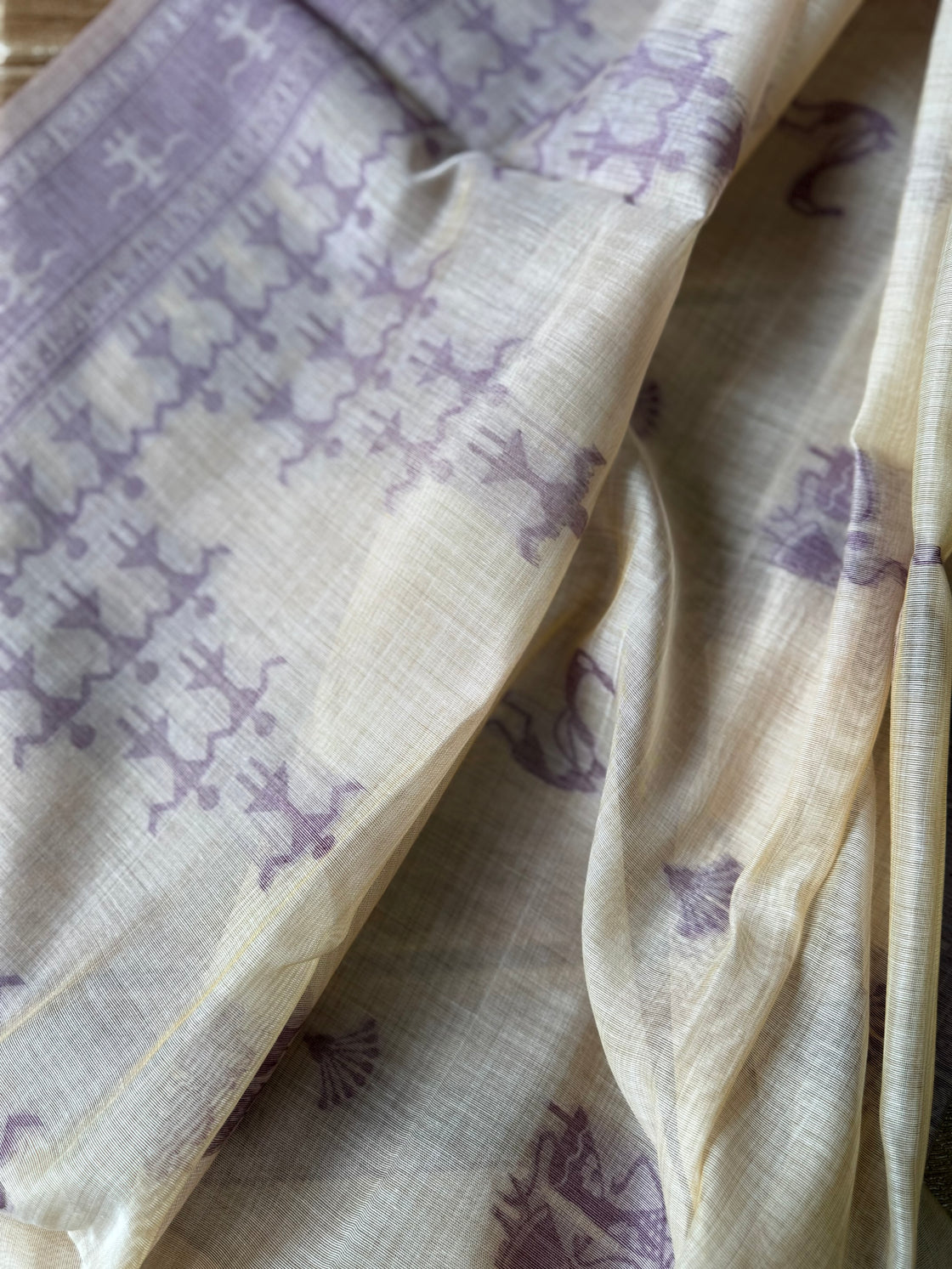 Purple varli chanderi cotton saree